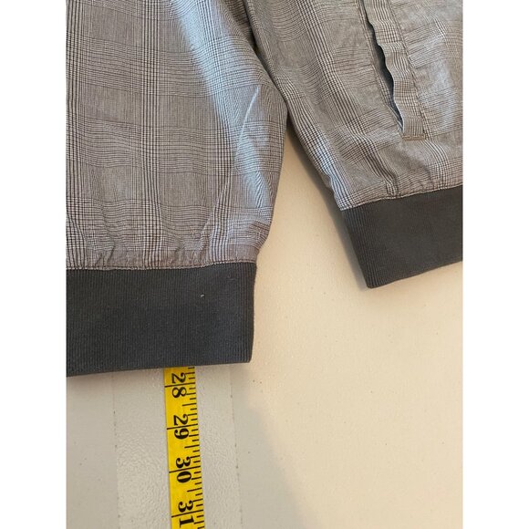 Banana Republic Grey Plaid Lightweight Jacket Zip Closure Ribbed Cuffs & Hem XL - Picture 9 of 9